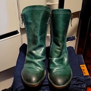 Fly London Green Wedge Boots Sz 40